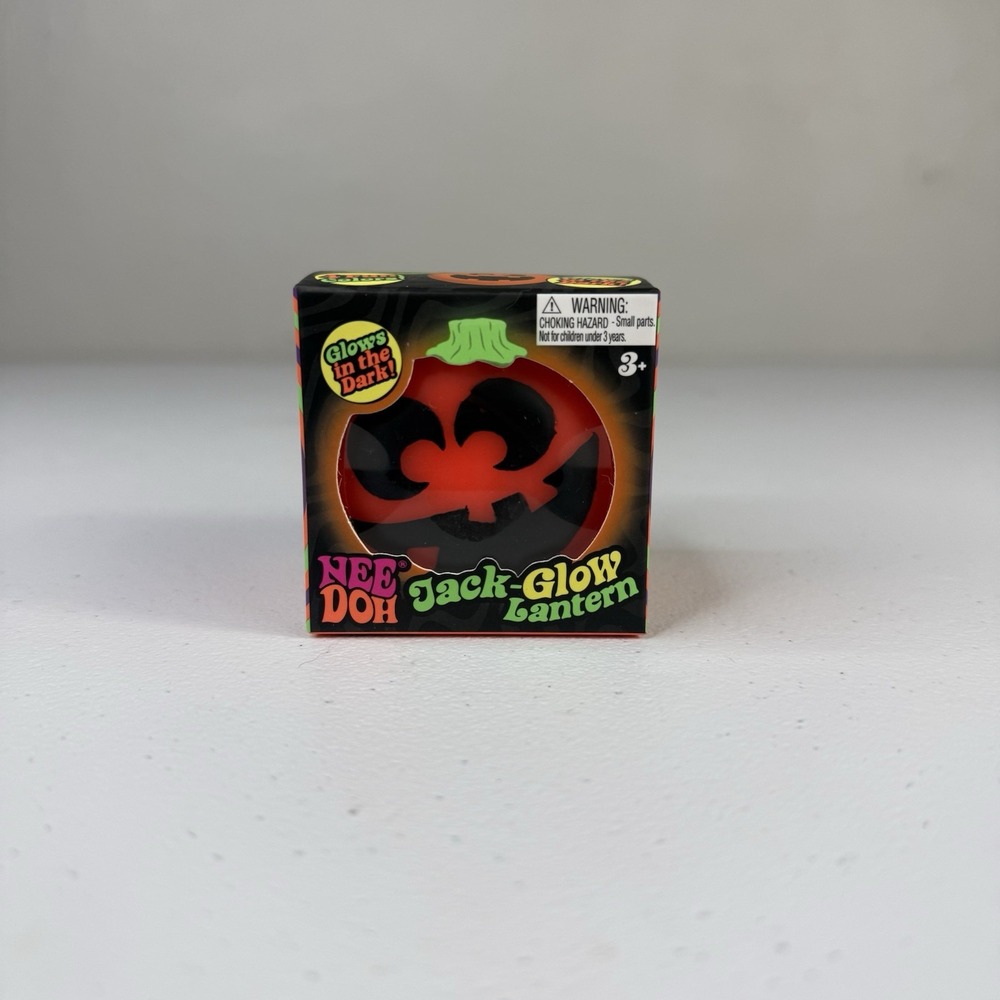 Nee Doh Halloween Glow in Dark Jack Glow Lantern Pumpkin Orange Authentic New